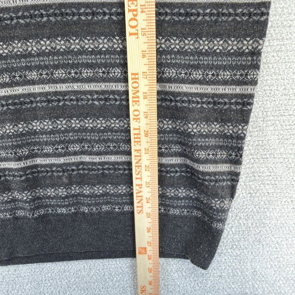 Jos A Bank Sweater Mens Large Gray Geometric Lambs Wool Blend Pullover V-Neck - Picture 13 of 15